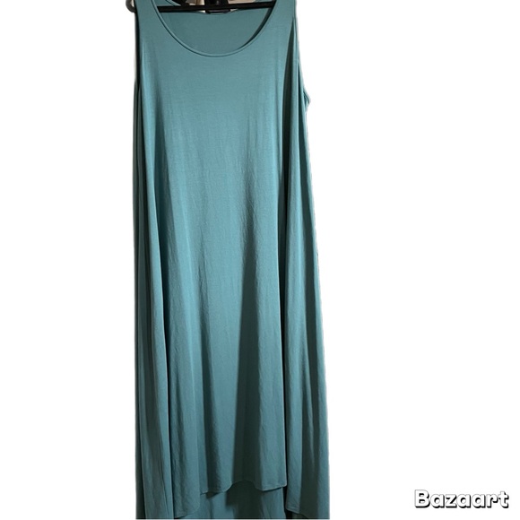 EUC Eileen Fisher Woman Teal High Low Flawless Sleeveless Maxi Dress Size 2X - Picture 6 of 10